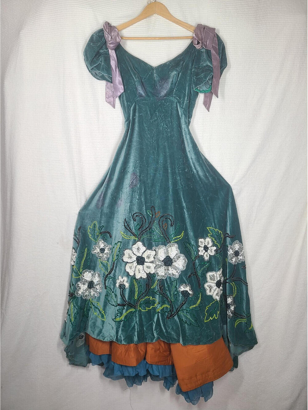 Ooak JULIO CHAVEZ Ball Gown 50s Green Velvet Sequin Mexico Rumbera Film Worn? - Picture 2 of 15
